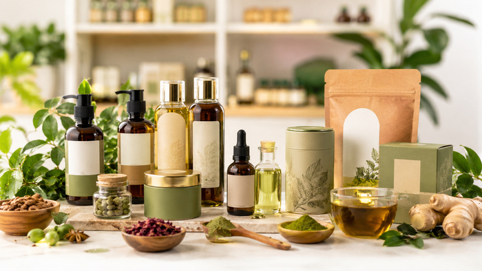 Ayurveda-Produkte (© KI generiertes Bild) Ayurveda-Produkte